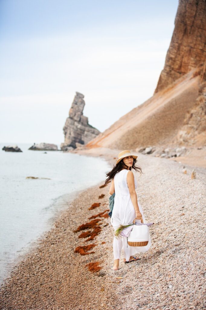 woman, walking by the beach, beach-7135489.jpg